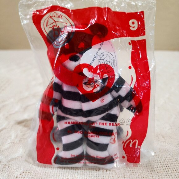 NIP - 2004 McDonald's TY Beanie Babies Happy Meal 25th HAMBURGLAR THE BEAR #9 - Picture 1 of 4